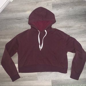 Burgundy Cropped Hoodie